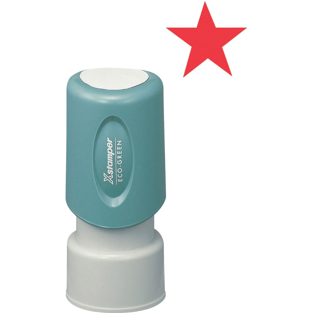 Image of Shachihata Inc Specialty Stamp, Pre-Inked Star Shape, 5/8", Red Ink