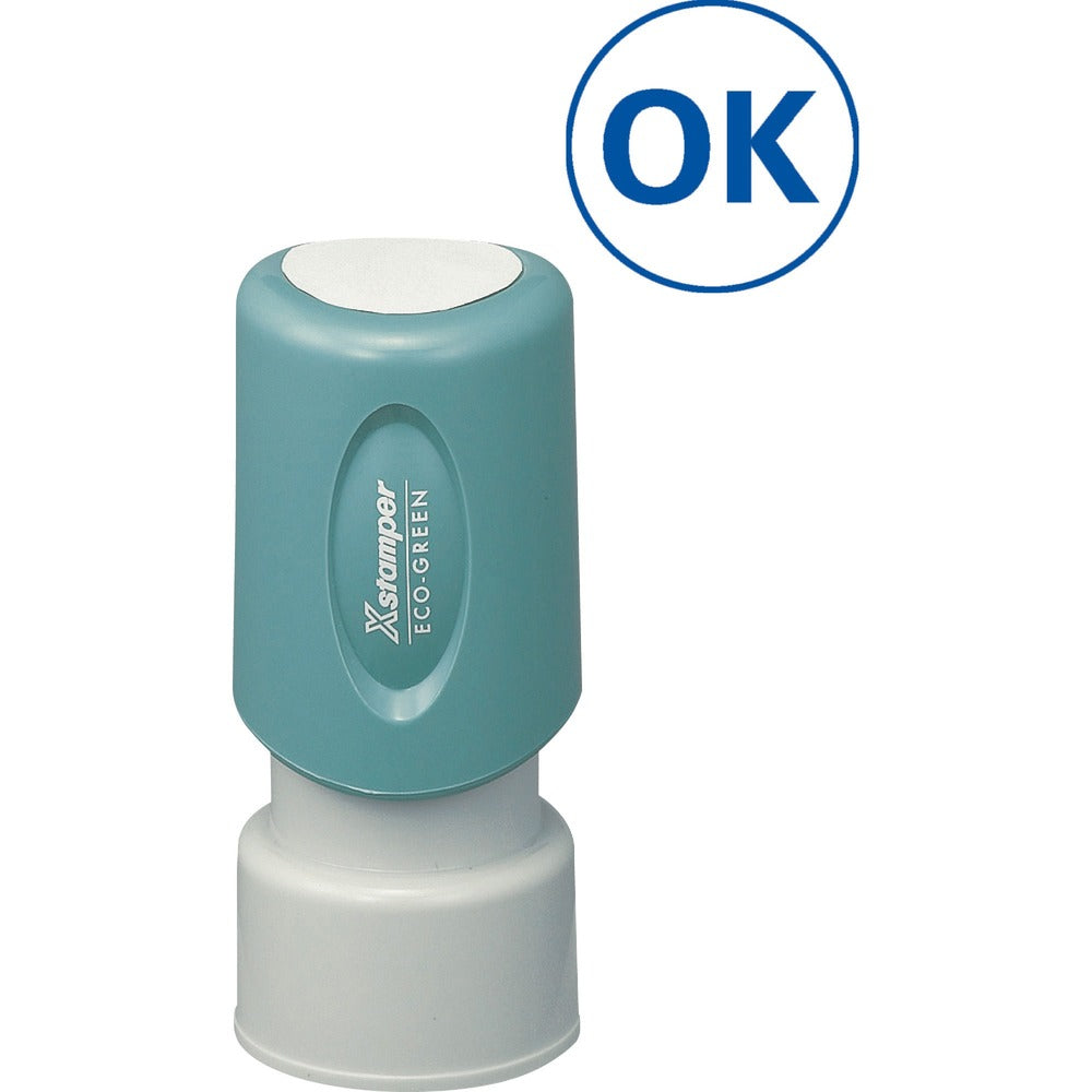 Image of Shachihata Inc Specialty Stamp, Pre-Inked "OK", 5/8", Blue Ink