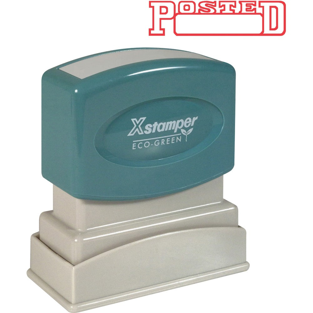 Image of Shachihata Inc "Posted" Ink Stamp, 1/2"x1-5/8", Red Ink