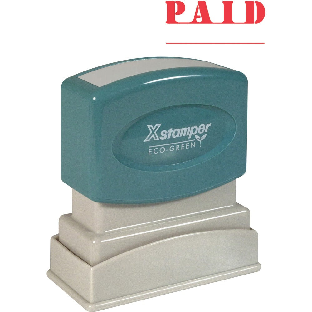 Image of Shachihata Inc "Paid" Ink Stamp, 1/2"x1-5/8", Red Ink