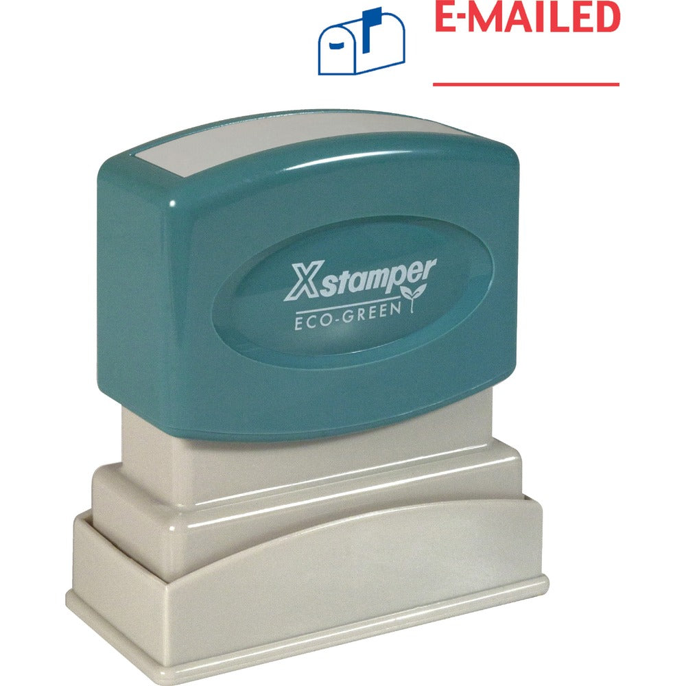 Image of Shachihata Inc "E-Mailed" Ink Stamp, 1/2"x1-5/8", Blue/Red Ink