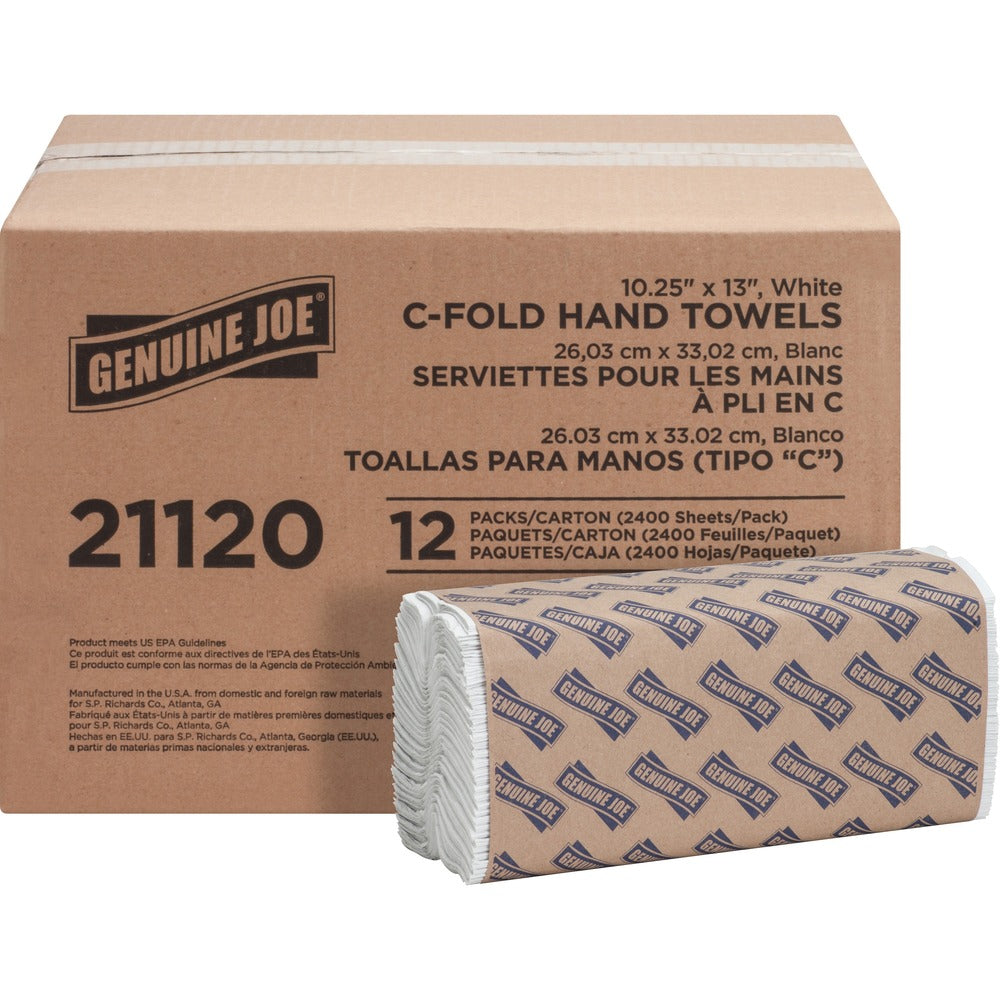 Image of Genuine Joe Towels,C-Fold,1-Ply,13"x10-1/4",200/PK,12PK/CT,WE