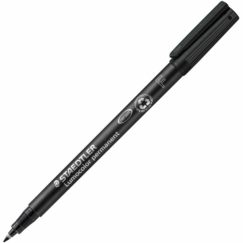 Image of Staedtler Fiber Tip Pen, Permanent, Fine Point, 10/BX, Black Ink