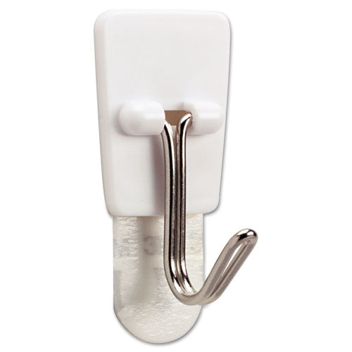 Image of Command General Purpose Wire Hooks, Small, Metal, White, 0.5 lb Capacity, 3 Hooks and 4 Strips/Pack