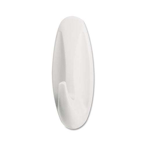 Image of Command General Purpose Hooks, Large, Plastic, White, 5 lb Capacity, 1 Hook and 2 Strips/Pack