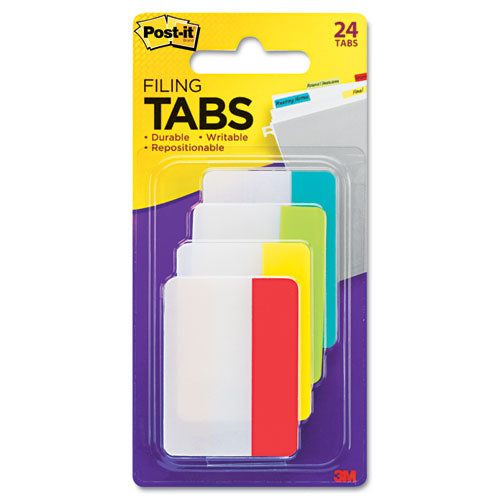 Image of Post-it® Tabs Solid Color Tabs, 1/5-Cut, Assorted Colors, 2" Wide, 24/Pack