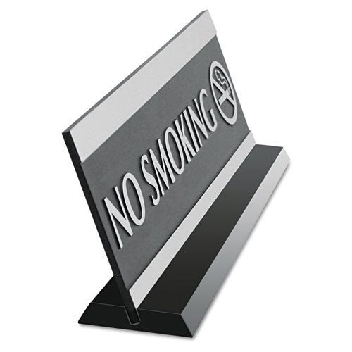 Image of Headline® Sign Century Series Office Sign, No Smoking, 9 X 3, Black/silver