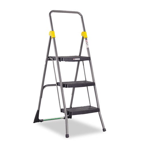 Image of Cosco® Commercial 3-Step Folding Stool, 300 lb Capacity, 20.5 x 32.63 x 52.13, Gray