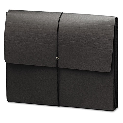 Image of Smead Extra-Wide Expanding Wallets with Elastic Cord, 5.25" Expansion, 1 Section, Elastic Cord Closure, Letter Size, Black, 10/Box