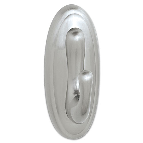 Image of Command Decorative Hooks, Traditional, Medium, Plastic, Brushed Nickel, 3 lb Capacity, 1 Hook and 2 Strips/Pack