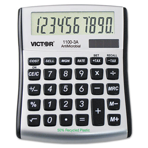 Image of Victor® 1100-3a Antimicrobial Compact Desktop Calculator, 10-Digit Lcd