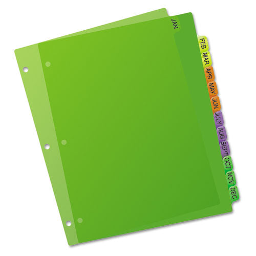 Image of Avery® Durable Preprinted Plastic Tab Dividers, 12-Tab, Jan. To Dec., 11 X 8.5, Assorted, 1 Set