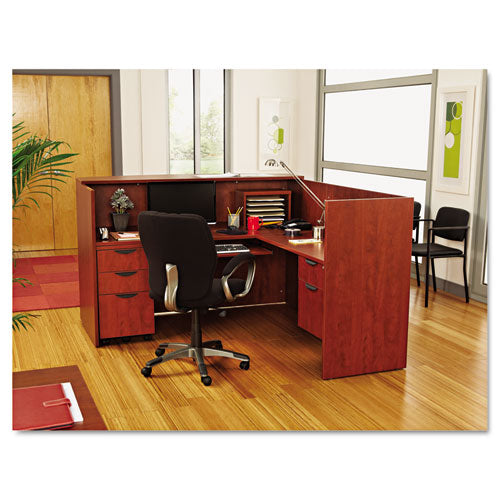 Image of Alera® Alera Valencia Series Reception Desk With Transaction Counter, 71" X 35.5" X 29.5" To 42.5", Medium Cherry