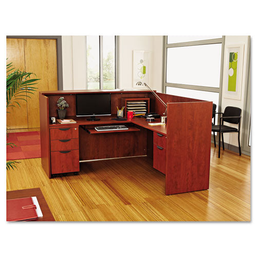 Image of Alera® Alera Valencia Series Reception Desk With Transaction Counter, 71" X 35.5" X 29.5" To 42.5", Medium Cherry