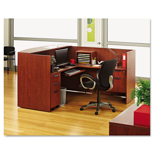 Image of Alera® Alera Valencia Series Reception Desk With Transaction Counter, 71" X 35.5" X 29.5" To 42.5", Medium Cherry