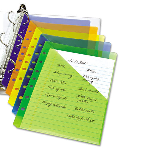 Image of Avery® Small Binder Pockets, Standard, 7-Hole Punched, Assorted, 9.25 x 5.5, 5/Pack