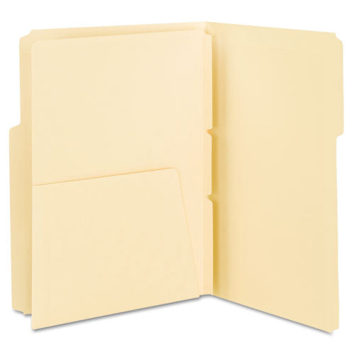 Image of Smead Self-Adhesive Folder Dividers with 5.5" Pockets for Top/End Tab Folders, 1 Fastener, Letter Size, Manila, 25/Pack