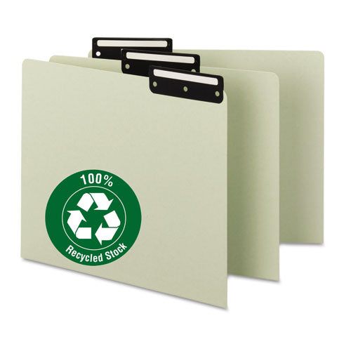 Image of Smead Recycled Blank Top Tab File Guides, 1/3-Cut Top Tab, Blank, 8.5 X 11, Green, 50/box