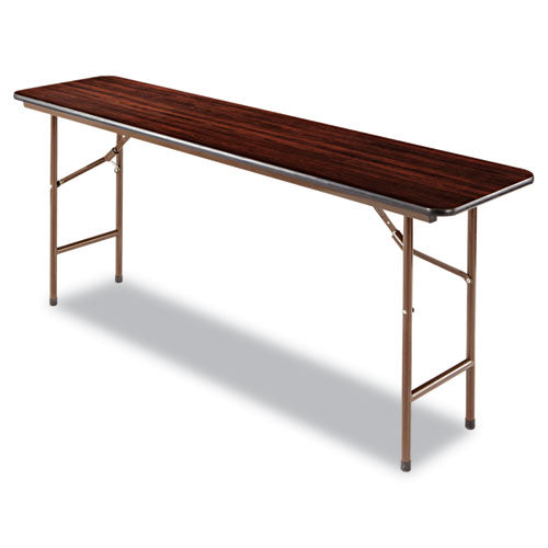 Image of Alera® Wood Folding Table, Rectangular, 71.88w X 17.75d X 29.13h, Mahogany