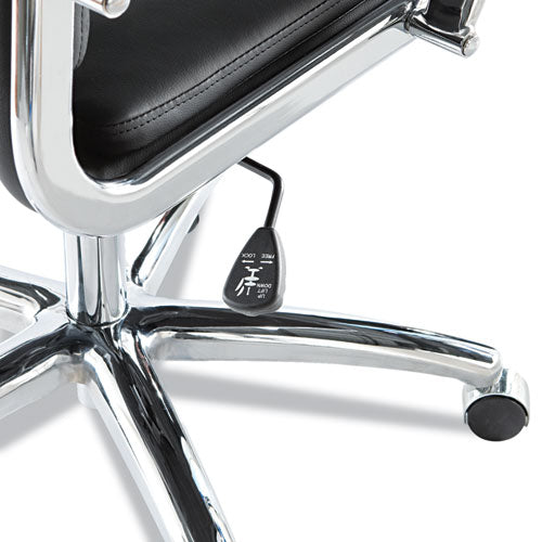 Image of Alera® Alera Neratoli High-Back Slim Profile Chair, Faux Leather, 275 Lb Cap, 17.32" To 21.25" Seat Height, Black Seat/back, Chrome