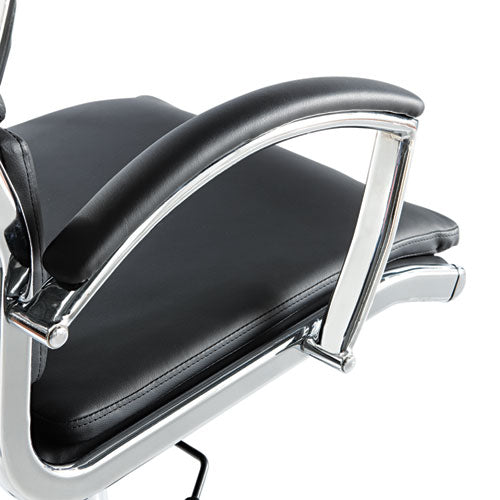 Image of Alera® Alera Neratoli High-Back Slim Profile Chair, Faux Leather, 275 Lb Cap, 17.32" To 21.25" Seat Height, Black Seat/back, Chrome