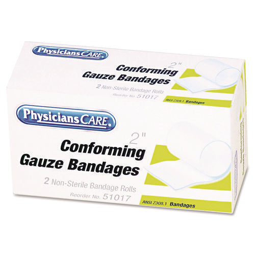 Image of PhysiciansCare® by First Aid Only® First Aid Conforming Gauze Bandage, Non-Steriile, 2" Wide, 2/box