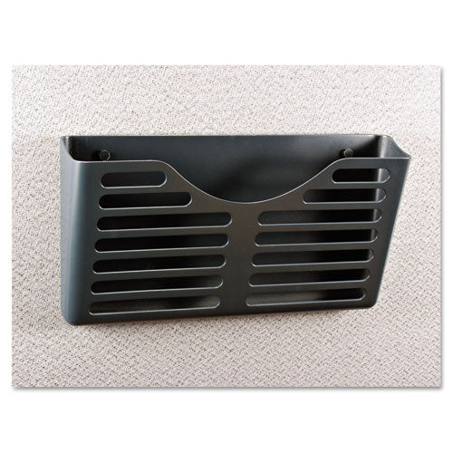 Image of Universal® Recycled Plastic Cubicle Single File Pocket, Cubicle Pins Mount, 13.5 x 3 x 7, Charcoal