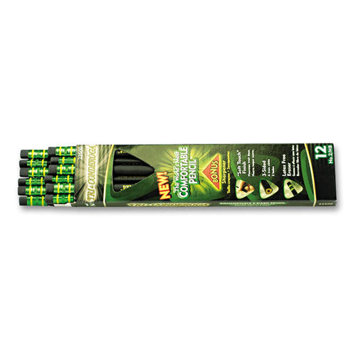 Image of Dixon® Tri-Conderoga Pencil With Microban Protection, Hb (#2), Black Lead, Black Barrel, Dozen
