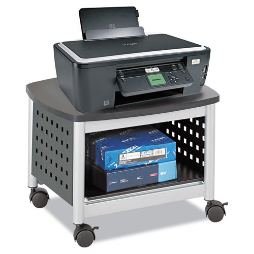 Image of Safco® Scoot Under-Desk Printer Stand, Metal, 2 Shelves, 100 lb Capacity, 20.25" x 16.5" x 14.5", Black/Silver