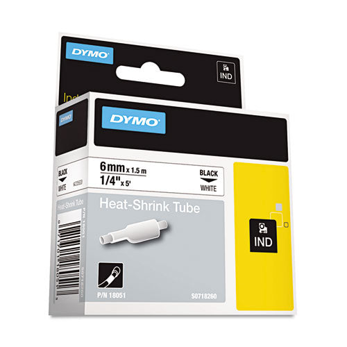 Image of DYMO® Rhino Heat Shrink Tubes Industrial Label Tape, 0.25" X 5 Ft, White/black Print