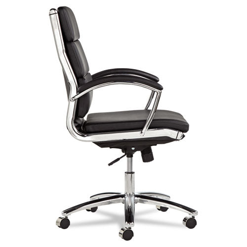 Image of Alera® Alera Neratoli Mid-Back Slim Profile Chair, Faux Leather, Supports Up To 275 Lb, Black Seat/back, Chrome Base