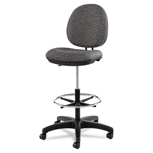 Image of Alera® Alera Interval Series Swivel Task Stool, Supports 275 Lb, 23.93" To 34.53" Seat Height, Graphite Gray Seat/back, Black Base