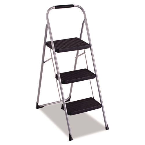 Image of Cosco® 3-Step Big Step Folding Stool, 200 lb Capacity, 17.75 x 28 x 45.63, Light Gray