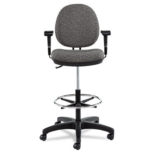 Image of Alera® Alera Interval Series Swivel Task Stool, Supports 275 Lb, 23.93" To 34.53" Seat Height, Graphite Gray Seat/back, Black Base