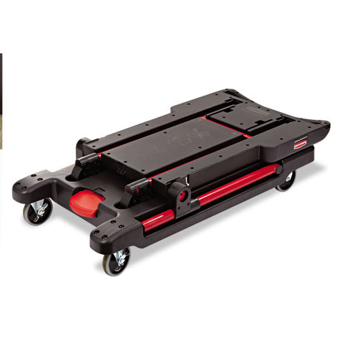 Image of Rubbermaid® Commercial Convertible Utility Cart, Plastic, 2 Shelves, 400 lb Capacity, 23.88" x 45.13" x 34.38", Black