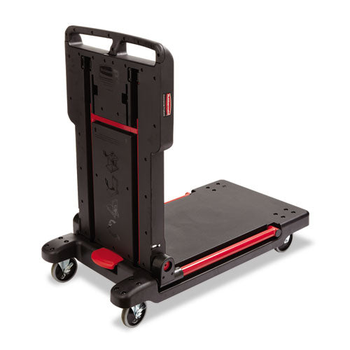 Image of Rubbermaid® Commercial Convertible Utility Cart, Plastic, 2 Shelves, 400 lb Capacity, 23.88" x 45.13" x 34.38", Black