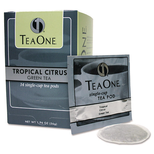 Image of Tea One® Tea Pods, Tropical Citrus Green, 14/box