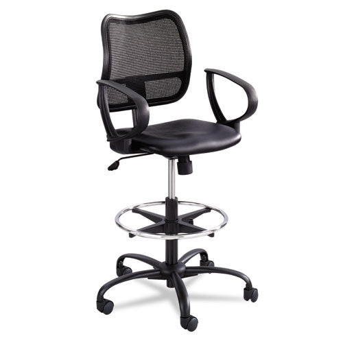 Image of Safco® Vue Series Mesh Extended-Height Chair, Supports Up To 250 Lb, 23" To 33" Seat Height, Black Vinyl Seat, Black Base