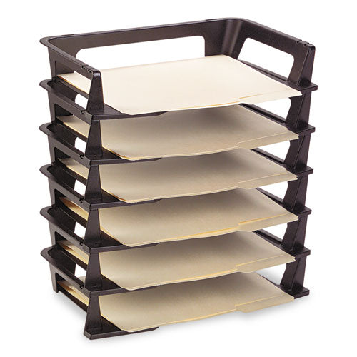Image of Rubbermaid® Regeneration Recycled Plastic Letter Tray, 6 Sections, Letter Size Files, 9.13" X 15.25" X 2.75", Black