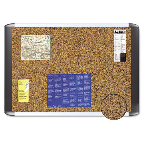 Image of MasterVision® Tech Cork Board, 72" x 48", Tan Surface, Silver/Black Aluminum Frame