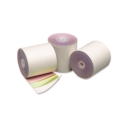 Image of Iconex Impact Printing Carbonless Paper Rolls, 3" X 70 Ft, White/canary/pink, 50/carton