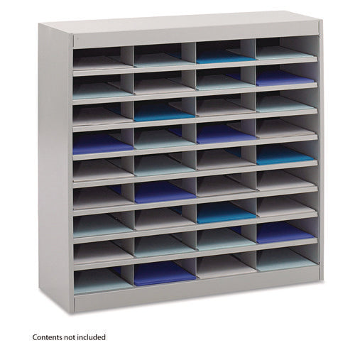 Image of Safco® Steel/Fiberboard E-Z Stor Sorter, 36 Compartments, 37.5 x 12.75 x 36.5, Gray