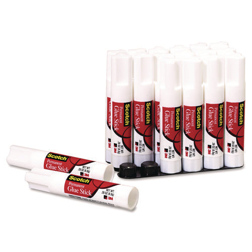 Image of Scotch® Permanent Glue Stick, 0.28 oz, Dries Clear, 18/Pack