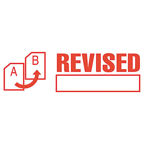 Image of ACCUSTAMP2® Pre-Inked Shutter Stamp, Red, REVISED, 1.63 x 0.5