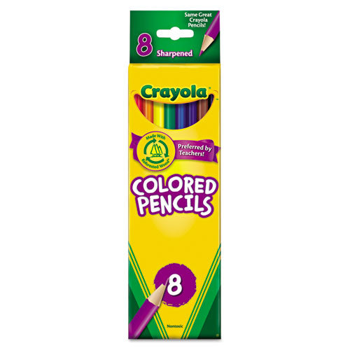 Image of Crayola® Long-Length Colored Pencil Set, 3.3 mm, 2B, Assorted Lead and Barrel Colors, 8/Pack