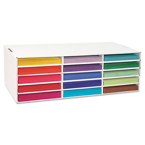 Image of Pacon® Classroom Keepers Letter-Size Construction Paper Sorter/Storage Box, 15 Compartments, 29.25 x 12.88 x 9.38, White