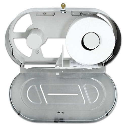 Image of Bobrick Toilet Tissue 2 Roll Dispenser, Jumbo, 20.81 x 5.31 x 11.38, Satin-Finish Stainless Steel