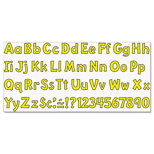 Image of TREND® Ready Letters Playful Combo Set, 4" Tall, Yellow Characters, Black Background, 216/Set