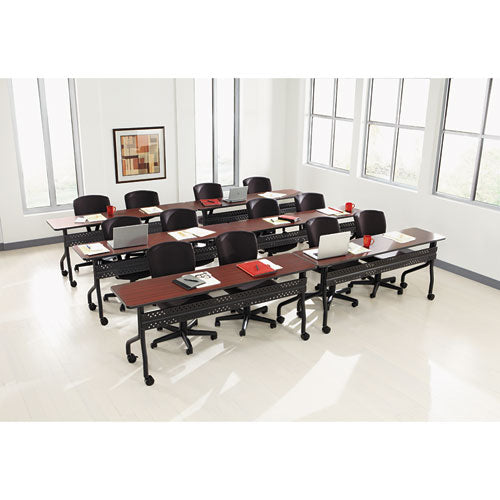 Image of Iceberg OfficeWorks Mobile Training Table, Rectangular, 72" x 18" x 29", Mahogany/Black