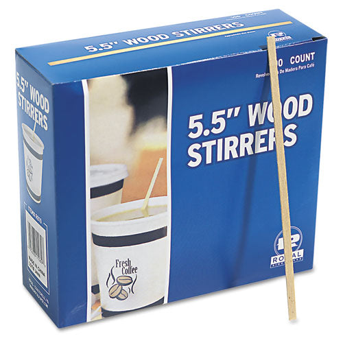 Image of AmerCareRoyal® Wood Coffee Stirrers, 5.5", 10,000/carton